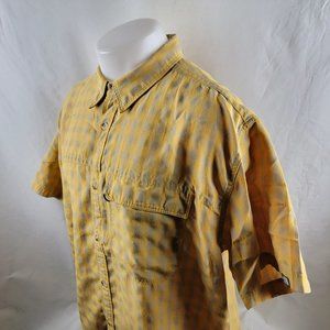 The North Face Button Up Shirt Mens Size 2XL Yellow Plaid Short Sleeve Hiking